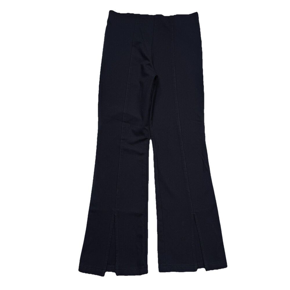 Sam Edelman Joey Pull On Split Flare Pants L 30x28.5 Black Ponte Knit Front Seam